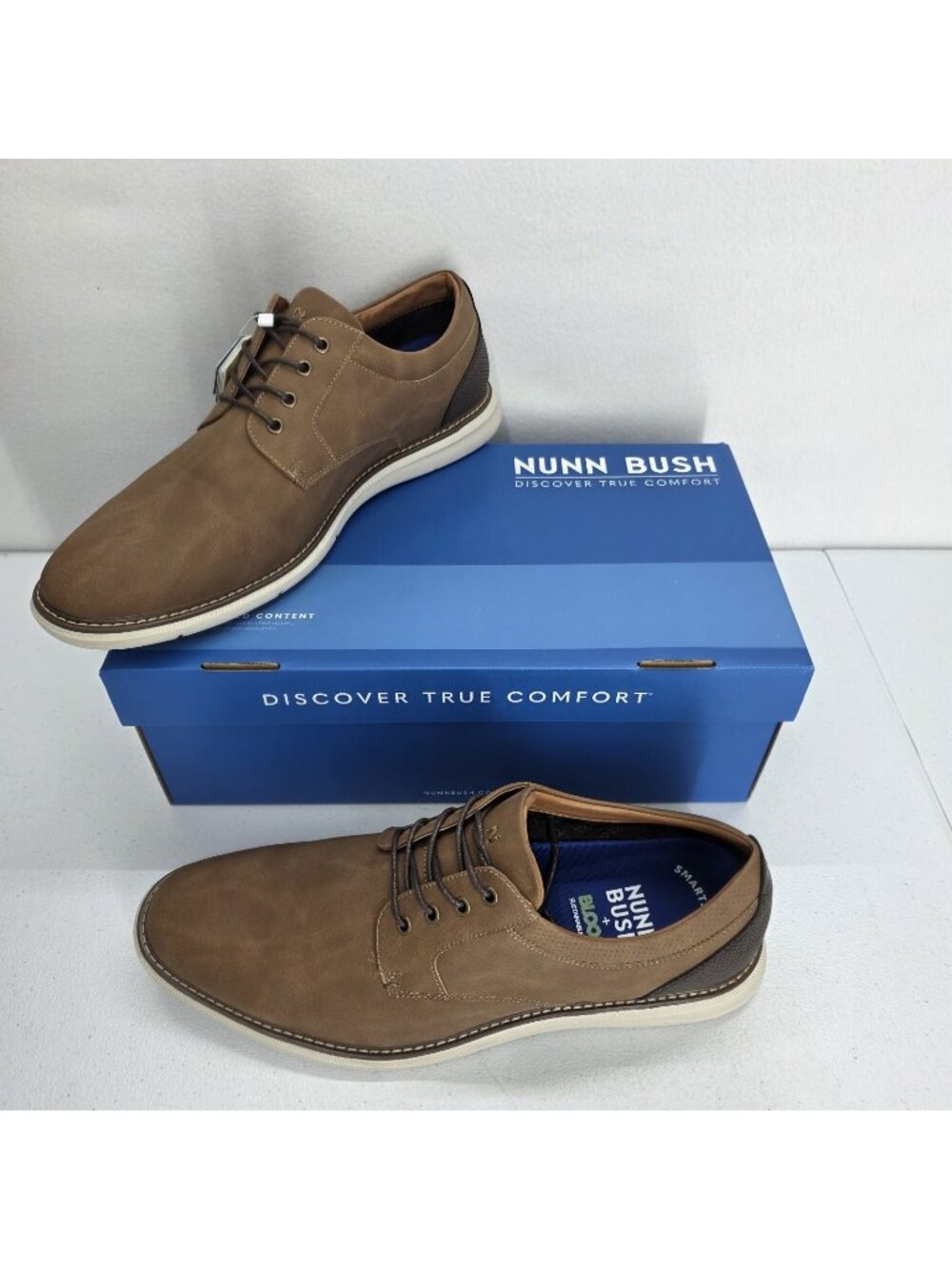 Nunn Bush Chase Casual Plain Toe Oxford Cognac Brown Men's Size 13 M 85093-229